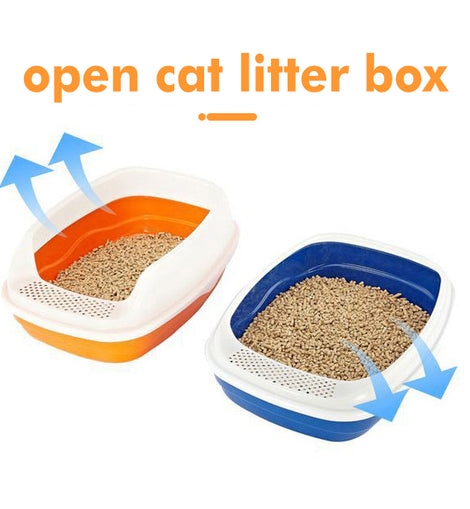 Multicolor Open Litter Box with High Sides