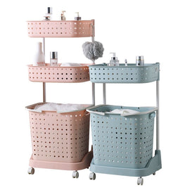 Multifunction Bathroom Shower Rolling Storage Racks 2/3-tier Laundry Basket Storage Racks Trolley