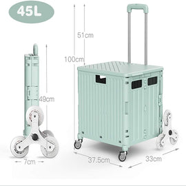 Colorful plastic shopping cart trolley snap on kids trolley bags with large capacity 50l folding box shopping cart trolley