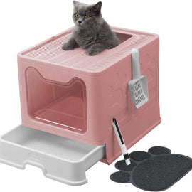 Foldable Cat Litter Box with Lid