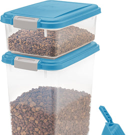 High Quality Material Pet Food Storage Bucket Double Layer with Wheels Sealed Storage Box