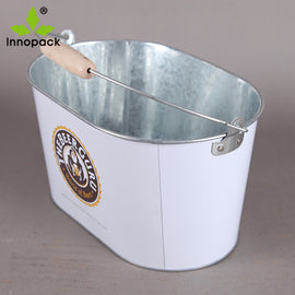 10qt galvanized metal ice bucket for beer with metal & wooden handle